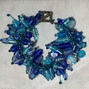 Handmade Glass Blue Beaded Cluster Bracelet
